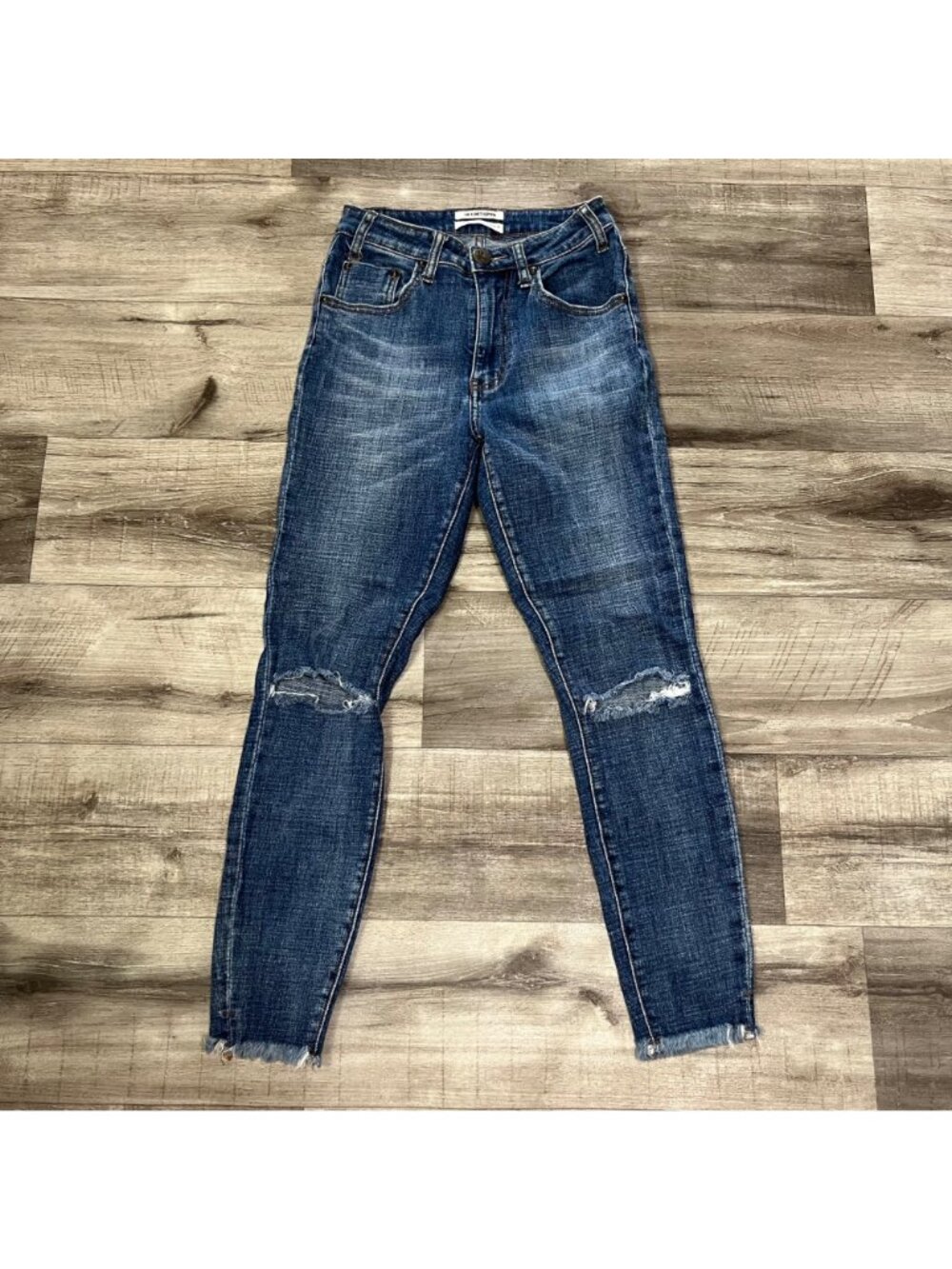 One By One Teaspoon High Waist Freebird II Distressed Skinny Jeans Blue Size 24